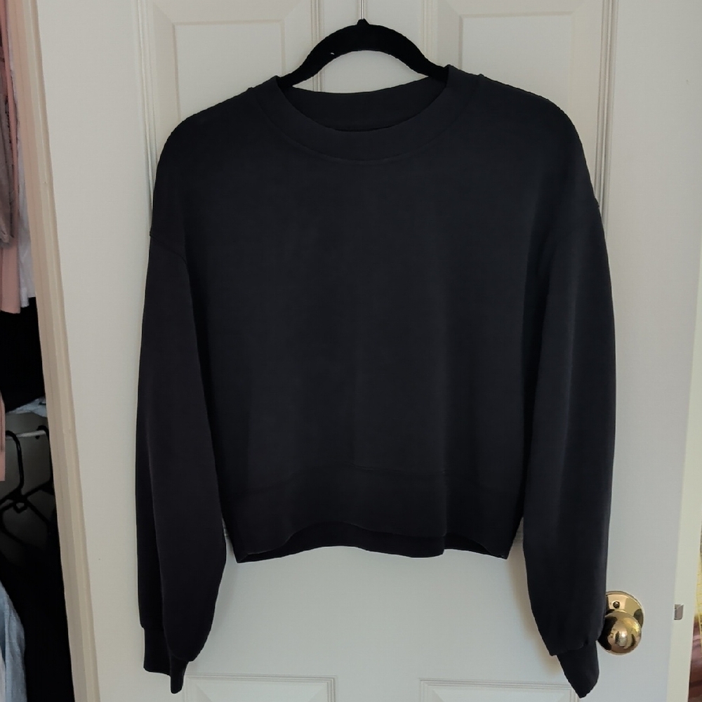 lululemon athletica Black Cropped Crewneck Sweatshirt